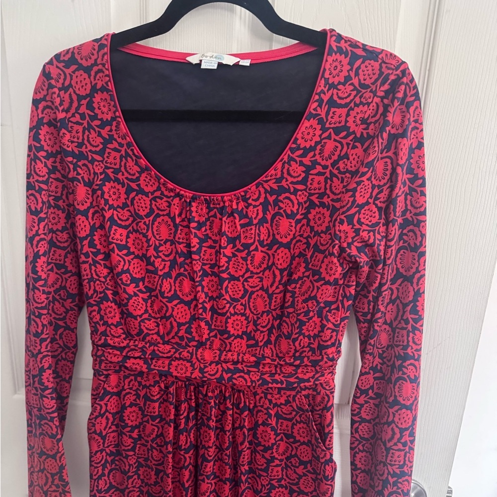 Boden Mabel Floral Dress 6R Long Red Blue - Picture 3 of 12